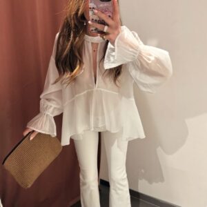 JEANS TROMBETTA BIANCO